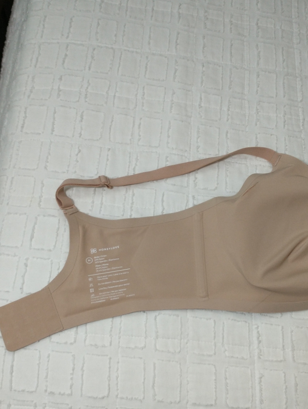 Honey Love Crossover Wireless Bra, Size Medium, Nude Color - Picture 8 of 8
